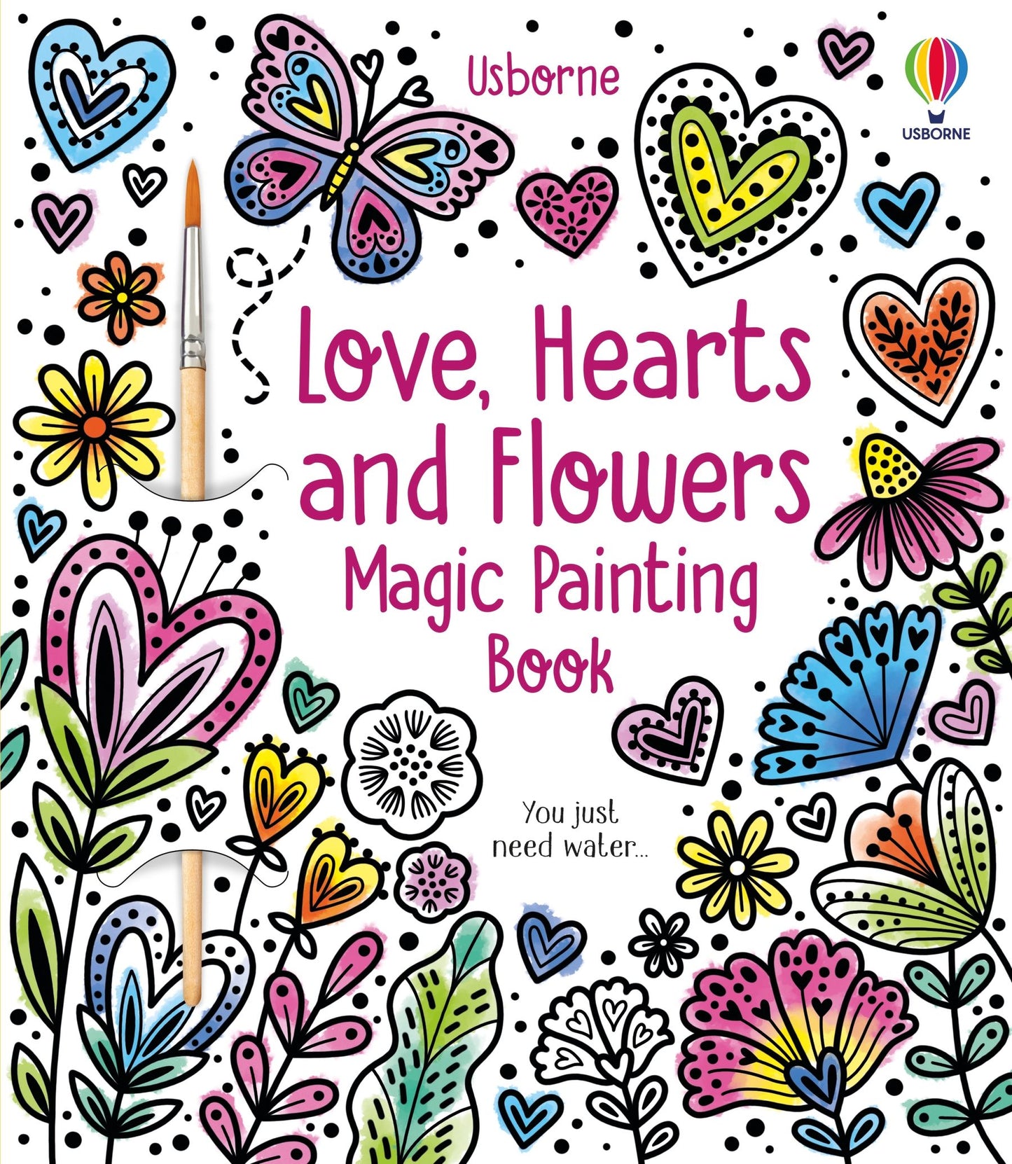 Love, Hearts and Flowers Magic Painting Book